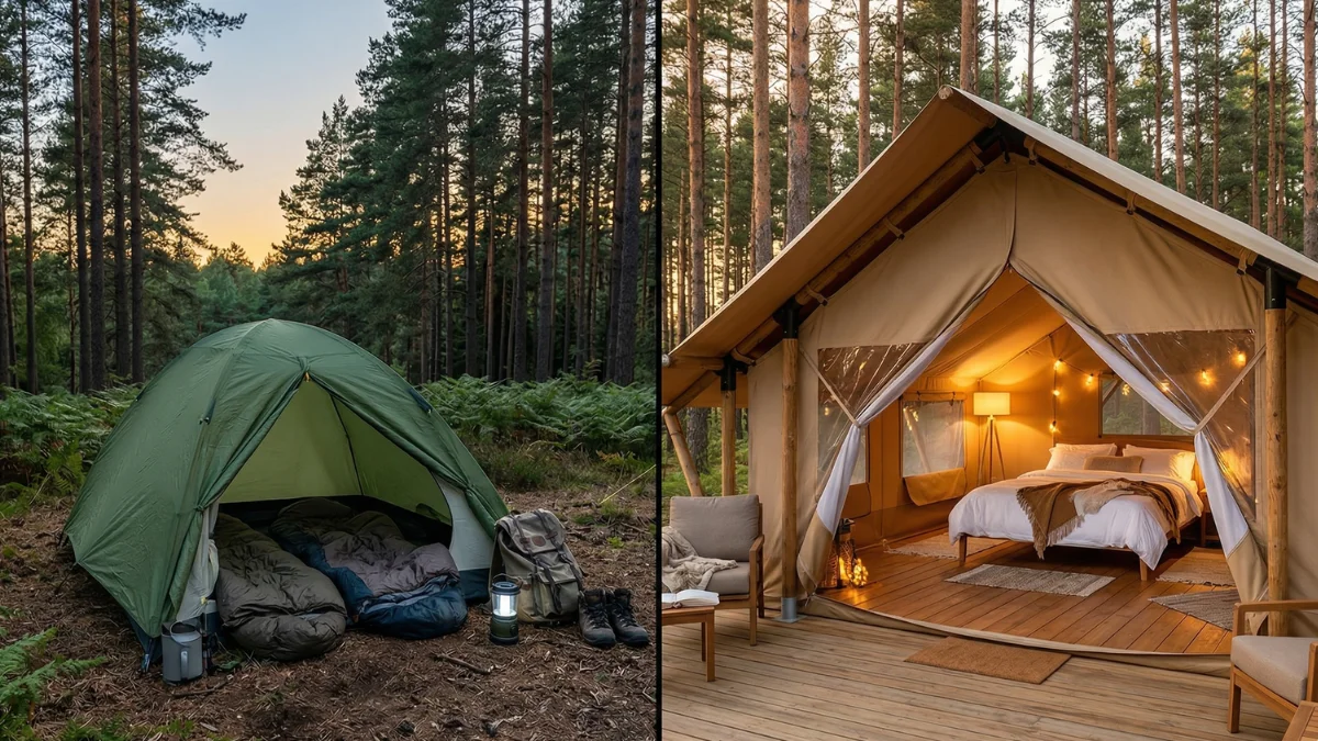 Ilustrasi Info Beda Camping dan Glamping