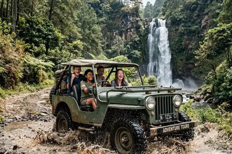 Kendaraan offroad melewati rute ekstrem