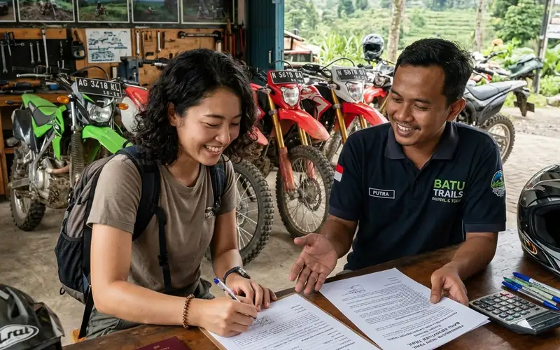 Penyewa dan petugas melakukan pengecekan serta kesepakatan tertulis