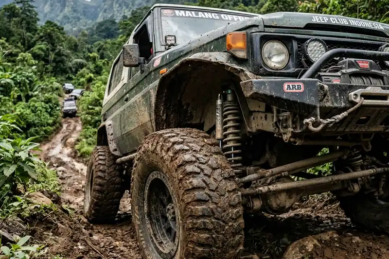 Suspensi dan Ban Mobil Offroad Pegunungan