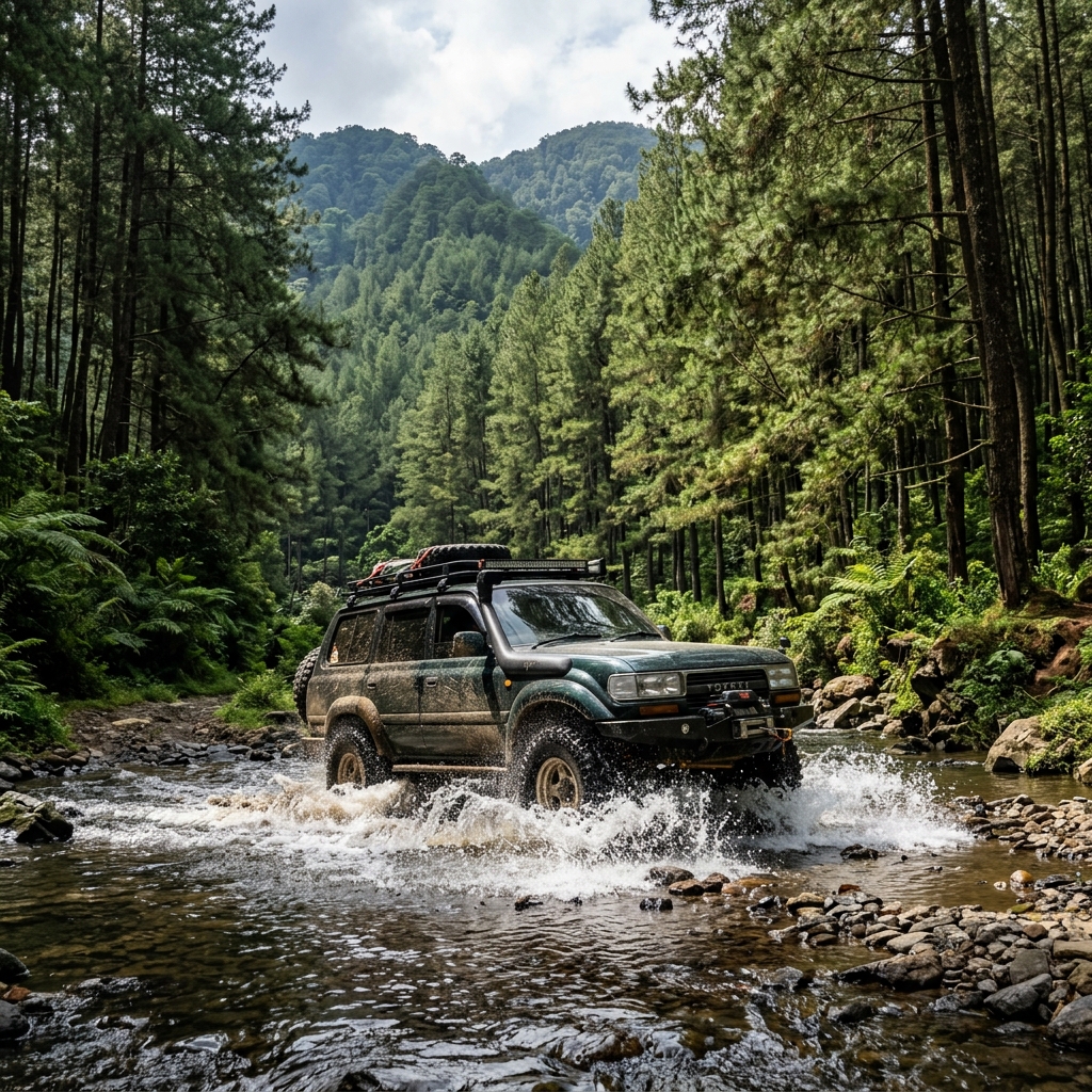 Keseruan Offroad di Hutan Pinus dan Sungai Coban Talun