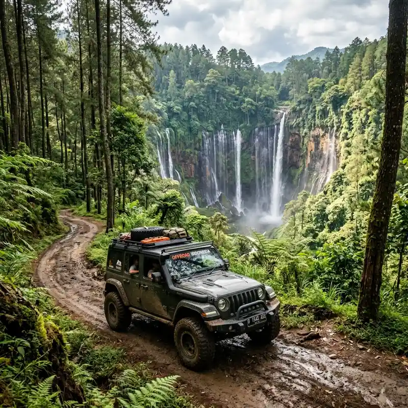Rute Offroad Jeep Coban Talun Menuju Air Terjun