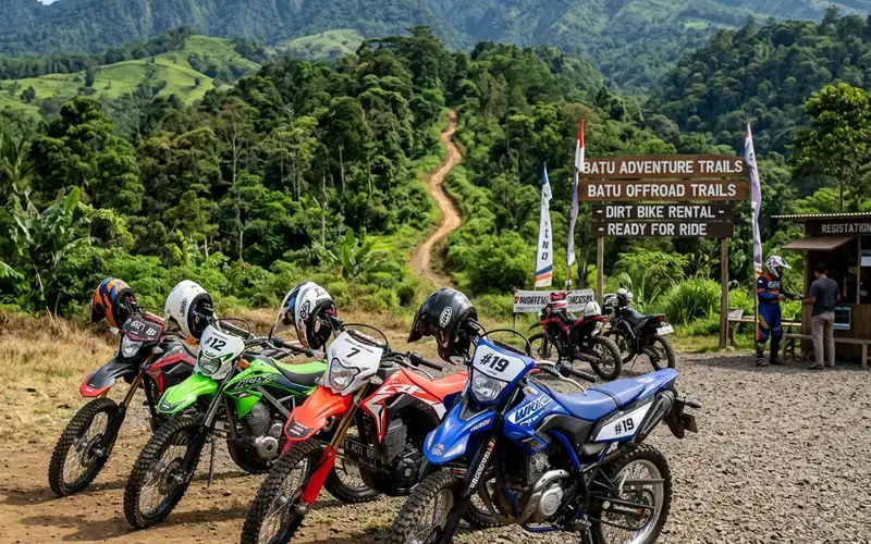 Deretan motor trail siap disewa di Batu
